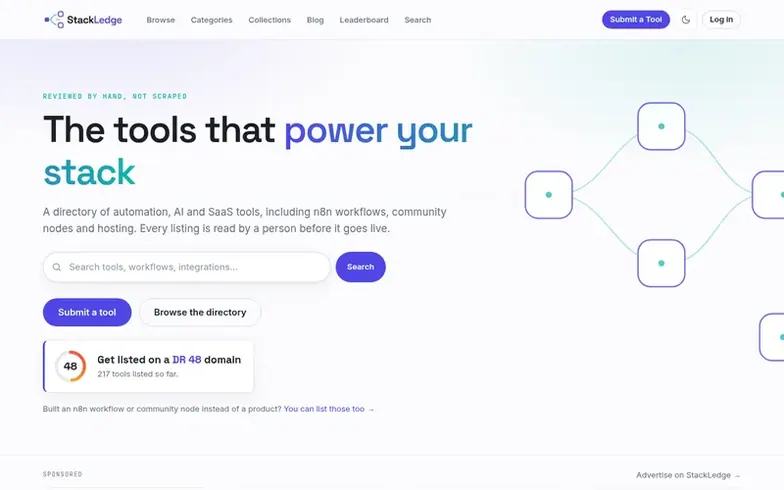 Screenshot of the StackLedge homepage