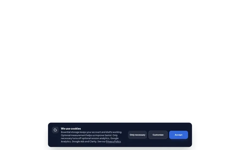 Screenshot of the Santol homepage